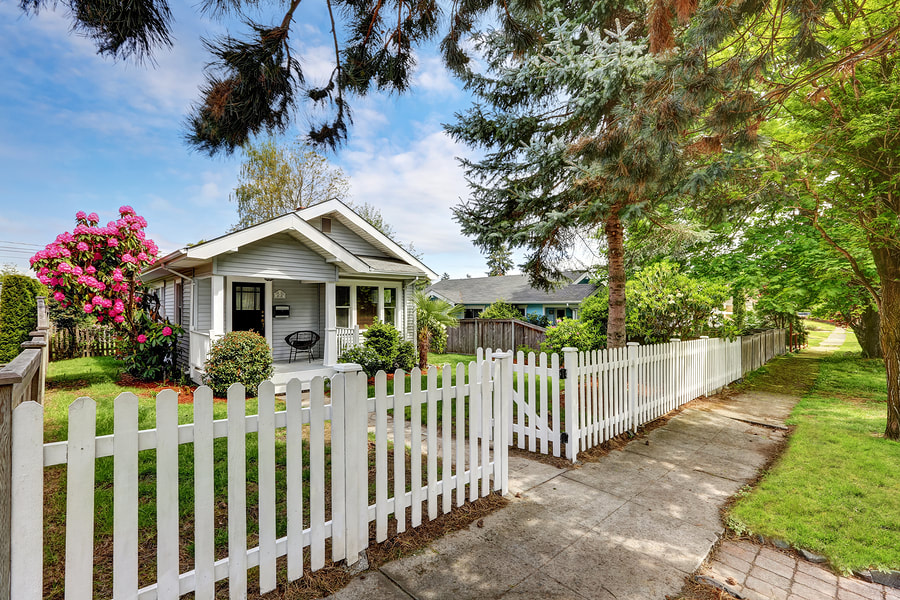 Country cottage white picket fence